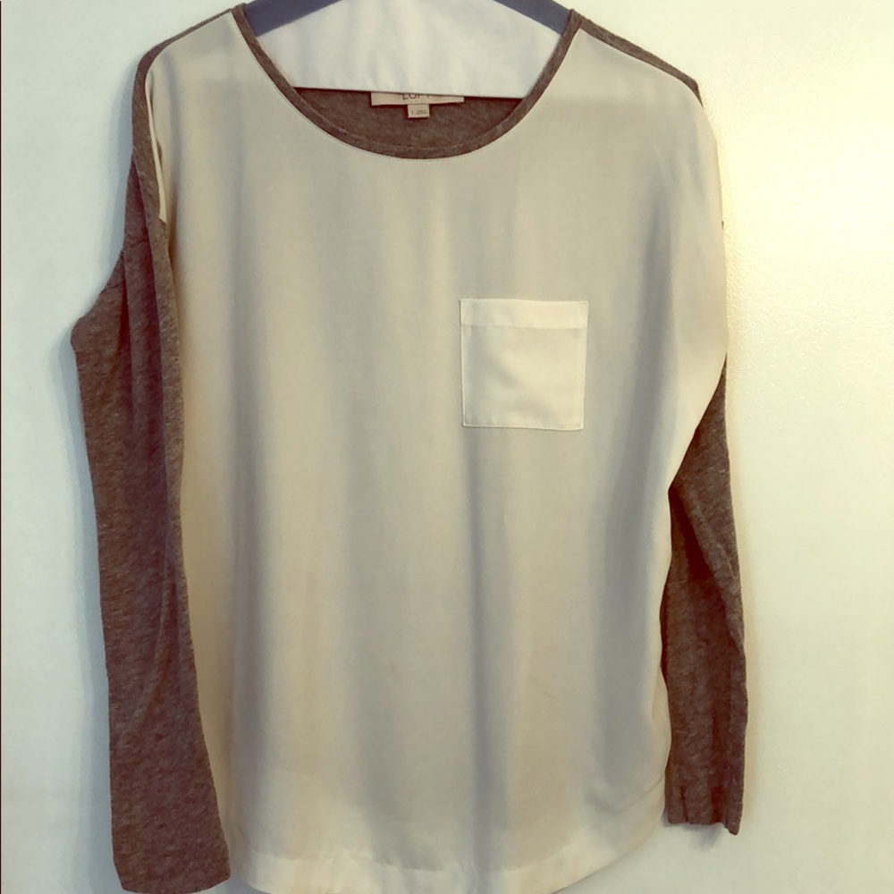 Ann Taylor long sleeve pocket blouse